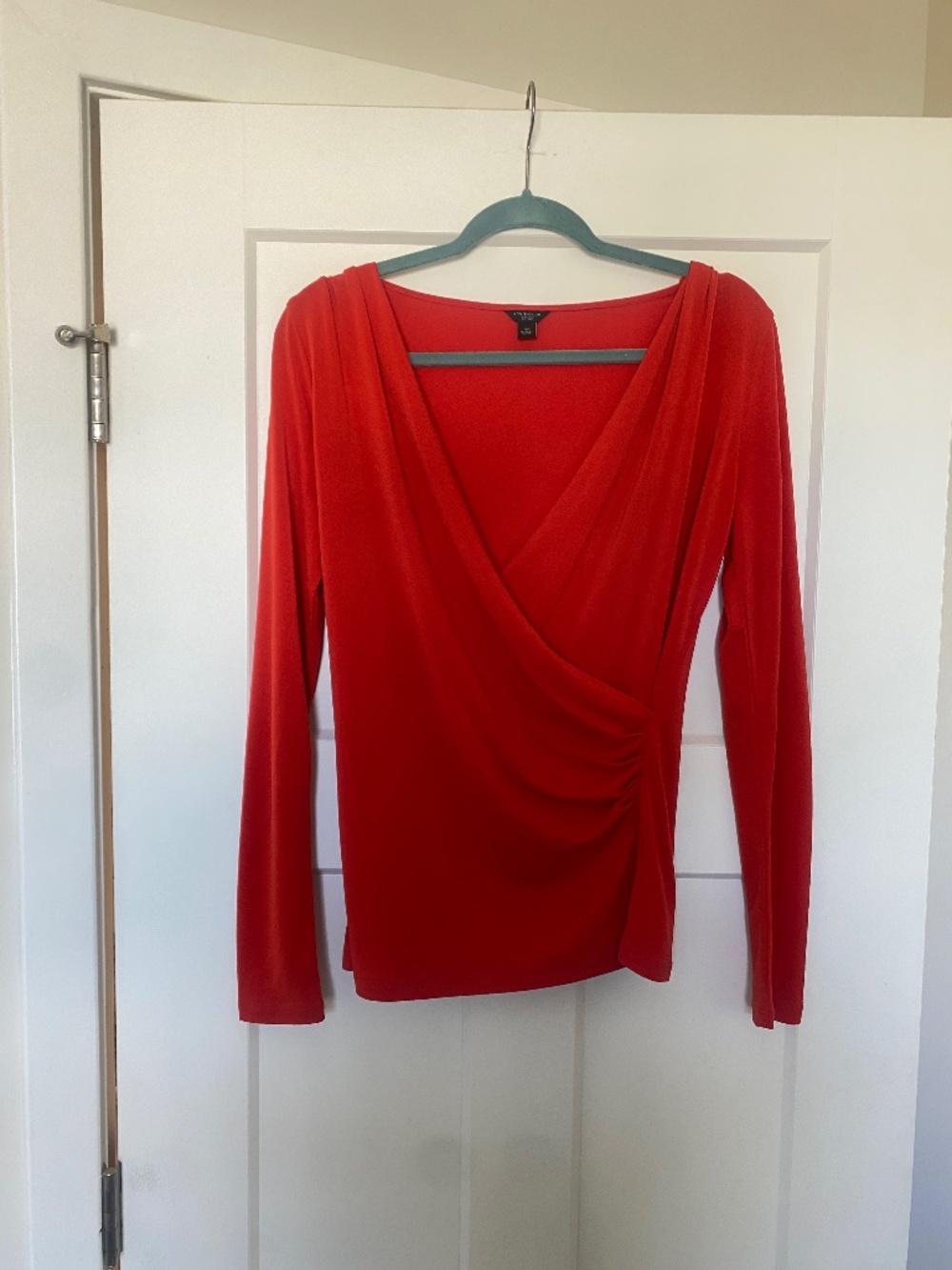 Ann Taylor Red Orange Ruched Top Small Petite